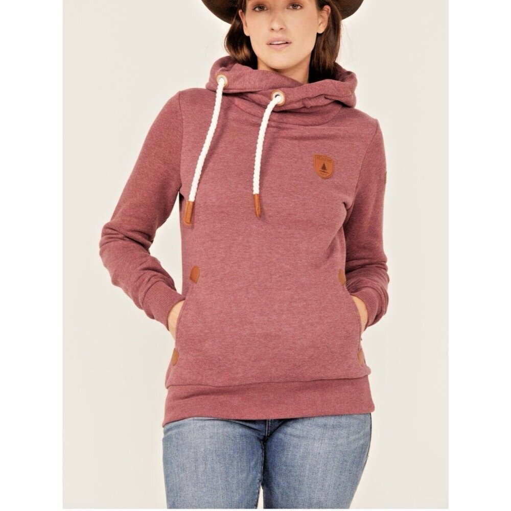 Naketano Brave New World Hoodie Sweatshirt Womens Large red Designer Funnel L
